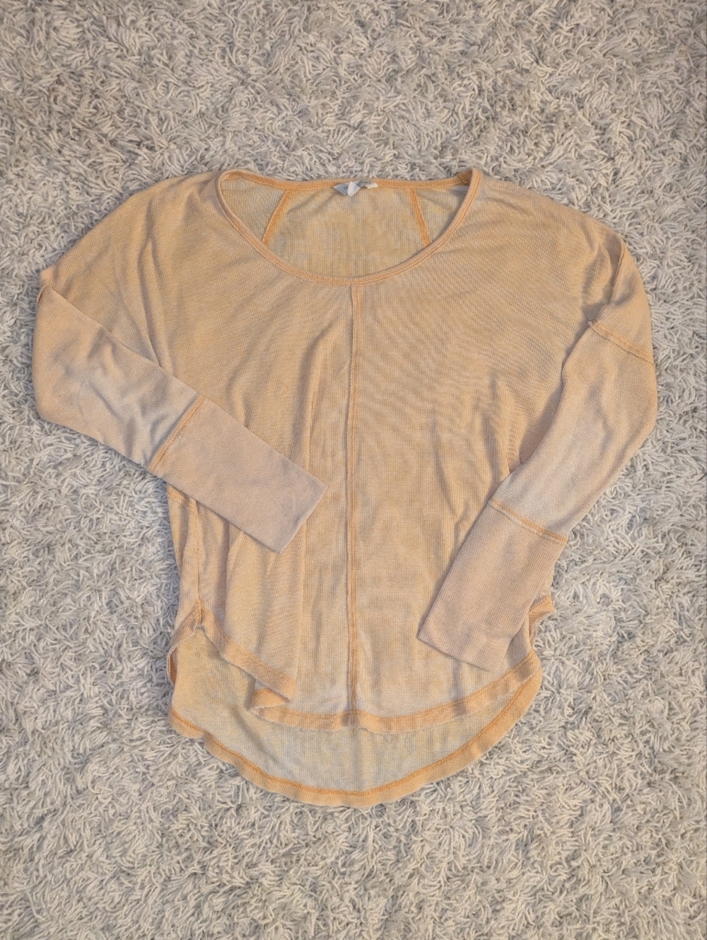 Lucky Brand Long Sleeve Scoop Neck Top in Light Peach